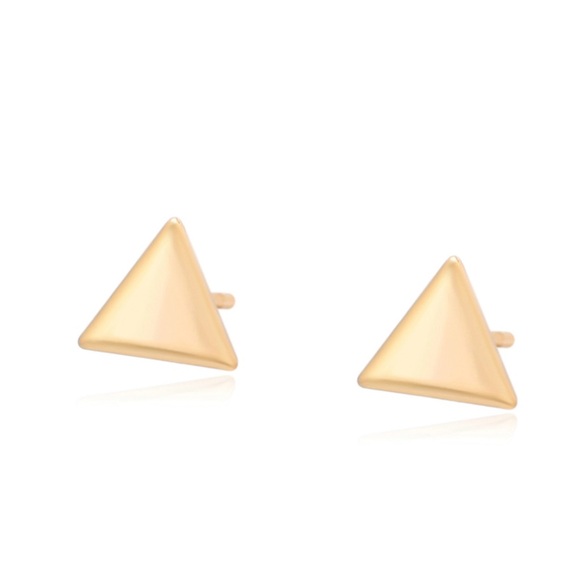 Triangle Stud Earrings 18k Gold Plated - Picture 2 of 12